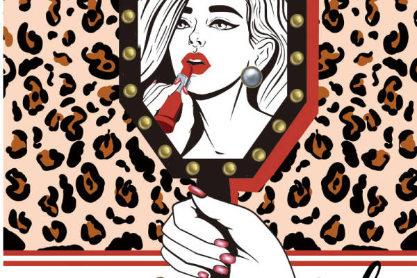 女孩人物字母豹纹背景印花矢量图服装裁片T恤烫图印花花型素材