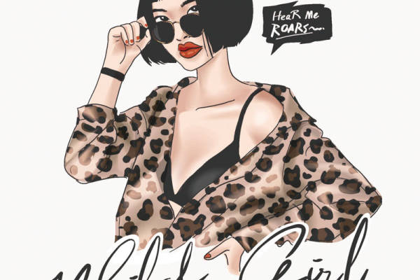 潮女图案字母印花矢量图服装裁片T恤烫图印花花型素材