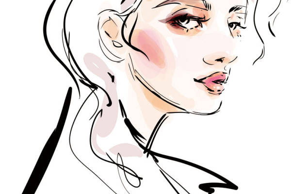 女士人物背景印花矢量图服装裁片T恤烫图印花花型素材