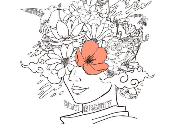 几何人物花卉蜂鸟字母印花矢量图服装裁片T恤烫图印花花型素材