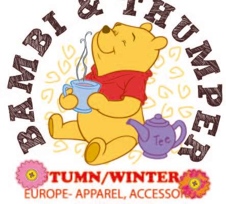 卡通动漫小熊维尼字母印花矢量图服装裁片T恤烫图印花花型素材