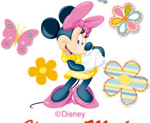 卡通动漫米妮字母蝴蝶印花矢量图服装裁片T恤烫图印花花型素材