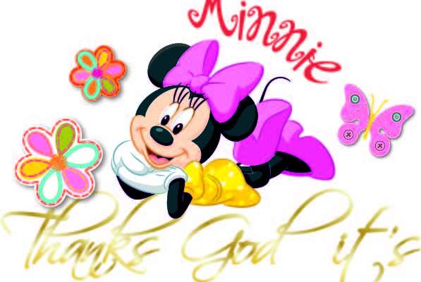 卡通动漫米妮字母花卉印花矢量图服装裁片T恤烫图印花花型素材