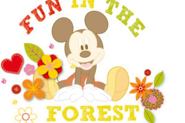 卡通动漫米奇字母印花矢量图服装裁片T恤烫图印花花型素材