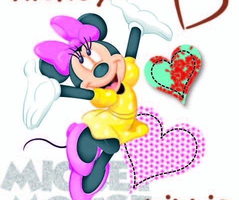 卡通动漫米妮字母花卉印花矢量图服装裁片T恤烫图印花花型素材