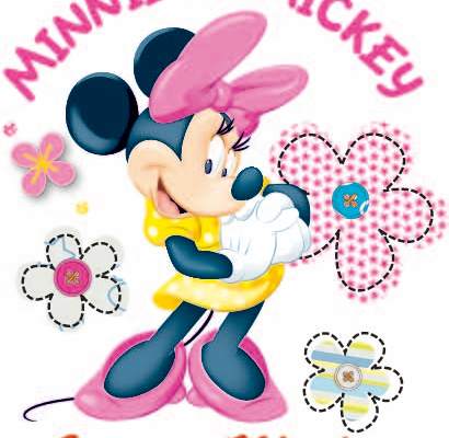 卡通动漫米妮字母花卉印花矢量图服装裁片T恤烫图印花花型素材