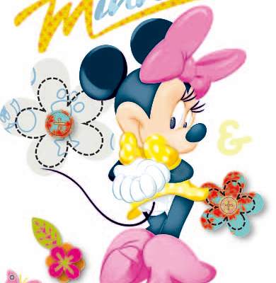 卡通动漫米妮字母花卉印花矢量图服装裁片T恤烫图印花花型素材