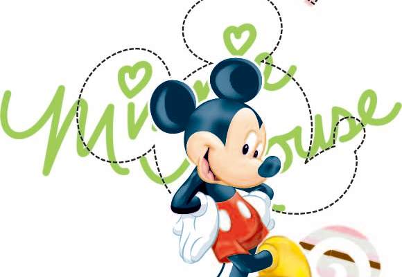 卡通动漫米奇字母印花矢量图服装裁片T恤烫图印花花型素材