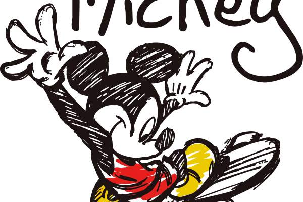 卡通动漫米奇字母印花矢量图服装裁片T恤烫图印花花型素材