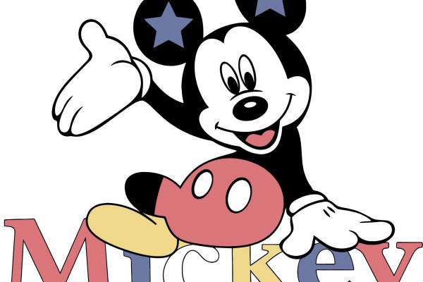 卡通动漫米奇字母印花矢量图服装裁片T恤烫图印花花型素材