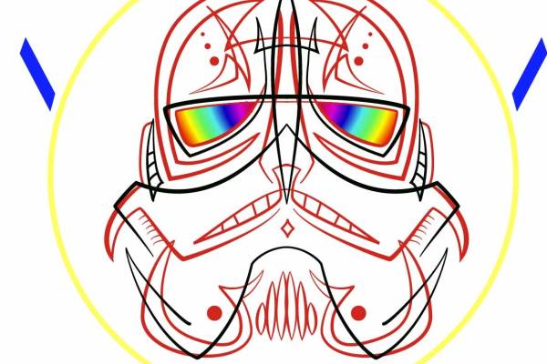 几何线条拼接星球大战图案印花矢量图服装裁片T恤烫图印花花型素材