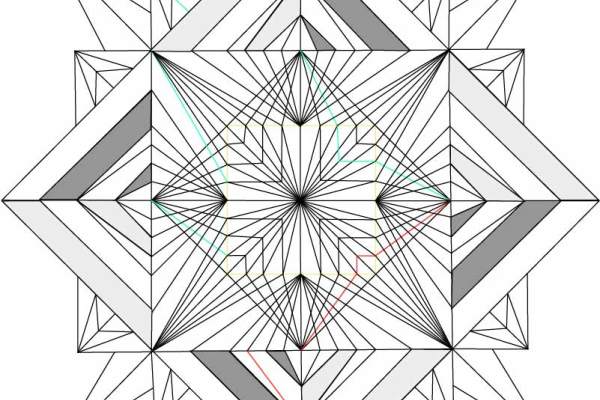 几何线条拼接图案印花矢量图服装裁片T恤烫图印花花型素材