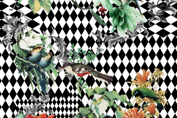 几何图案马赛克飞鸟印花图案服装纺织数码印花花型素材