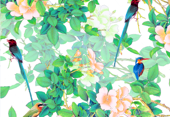 几何图案植物飞鸟印花图案服装纺织数码印花花型素材