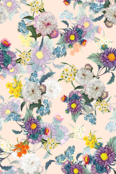 植物邹菊花卉印花图案服装纺织面料数码印花花型素材