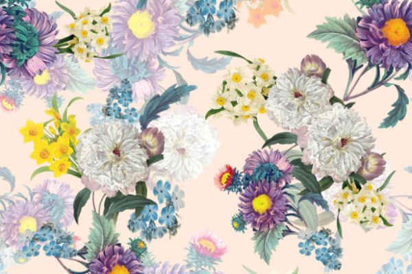 植物邹菊花卉印花图案服装纺织面料数码印花花型素材