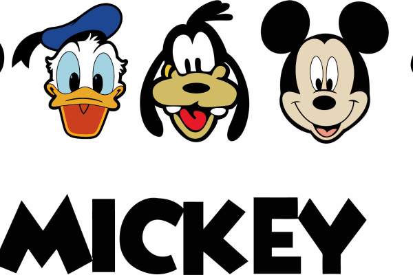 卡通动漫米奇米妮唐老鸭高飞字母潮牌印花矢量图服装裁片T恤烫图印花花型素材