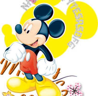 卡通动漫米奇潮牌字母印花矢量图服装裁片T恤烫图印花花型素材