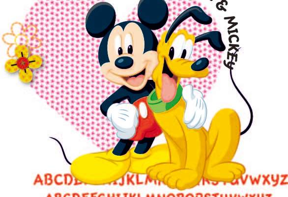 卡通动漫米奇潮牌字母印花矢量图服装裁片T恤烫图印花花型素材