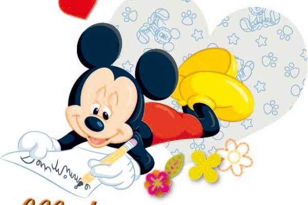 卡通动漫米奇潮牌字母印花矢量图服装裁片T恤烫图印花花型素材