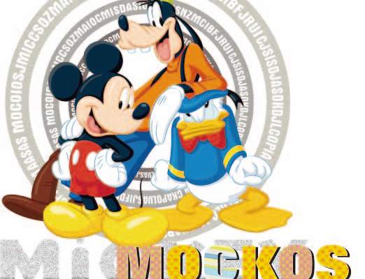 卡通动漫米老鼠唐老鸭高飞字母印花矢量图服装裁片T恤烫图印花花型素材