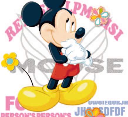 卡通动漫米奇字母印花矢量图服装裁片T恤烫图印花花型素材