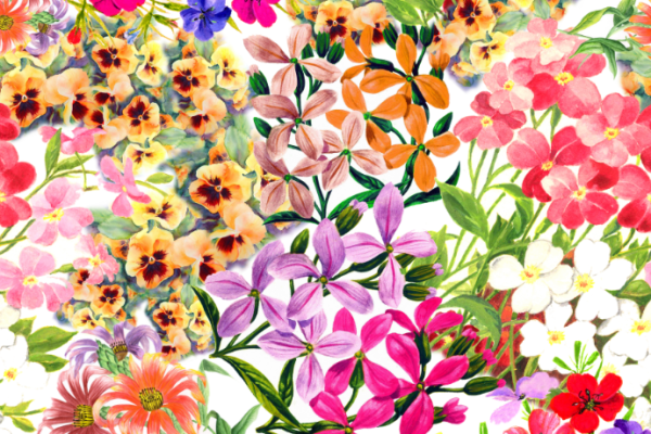 植物花卉拼接印花图案服装纺织面料数码印花花型素材