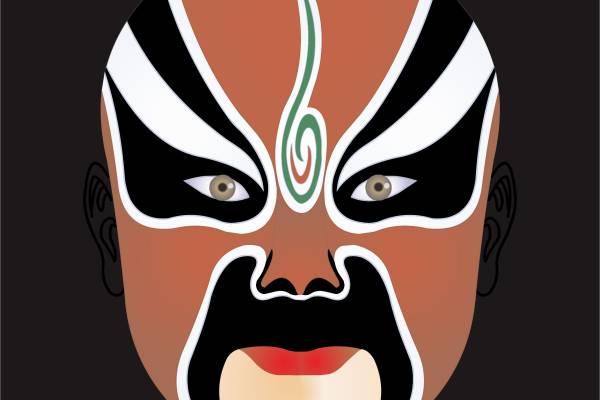 传统文化京剧脸谱印花矢量图服装裁片T恤烫图印花花型素材