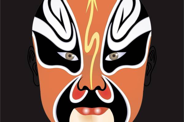 传统文化京剧脸谱印花矢量图服装裁片T恤烫图印花花型素材