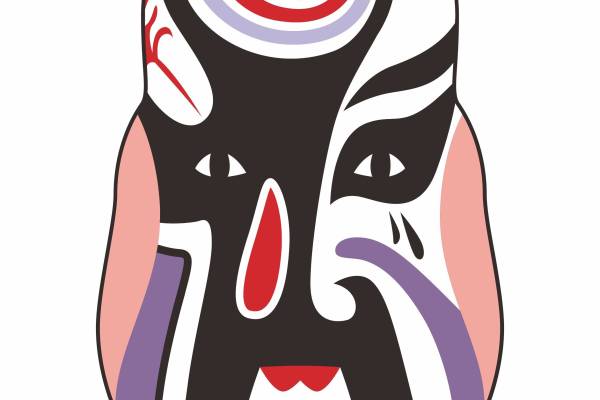 传统文化京剧脸谱印花矢量图服装裁片T恤烫图印花花型素材