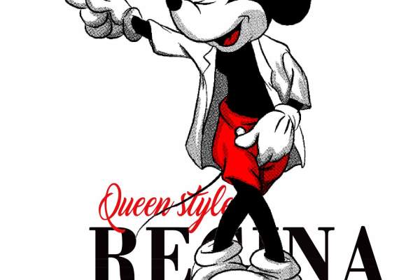 卡通动漫米奇字母潮牌印花矢量图服装裁片T恤烫图印花花型素材