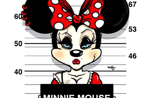 卡通动漫米妮字母潮牌印花矢量图服装裁片T恤烫图印花花型素材