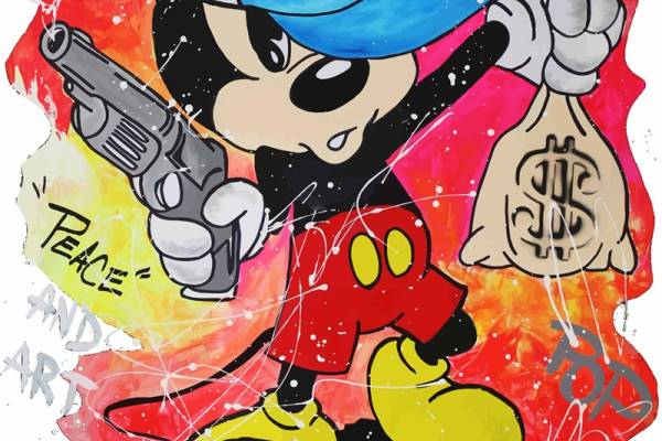 潮牌卡通米奇字母印花矢量图服装裁片T恤烫图印花花型素材