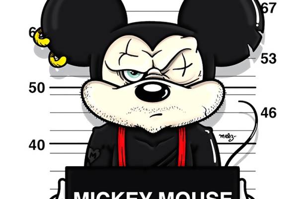 卡通动漫米奇字母潮牌印花矢量图服装裁片T恤烫图印花花型素材