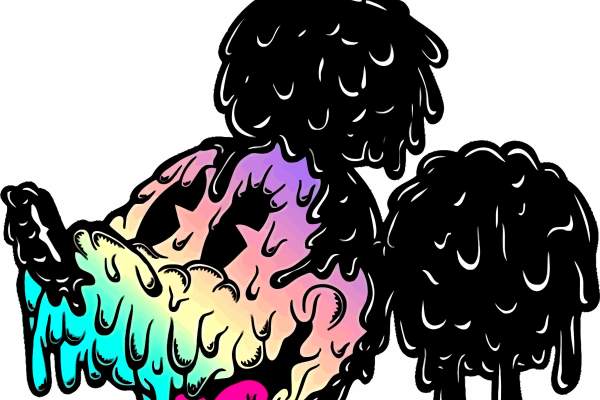 卡通动漫融化的米奇字母潮牌印花矢量图服装裁片T恤烫图印花花型素材