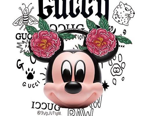 大牌字母GUCCI牡丹花卡通米妮潮牌印花矢量图服装裁片T恤烫图印花花型素材