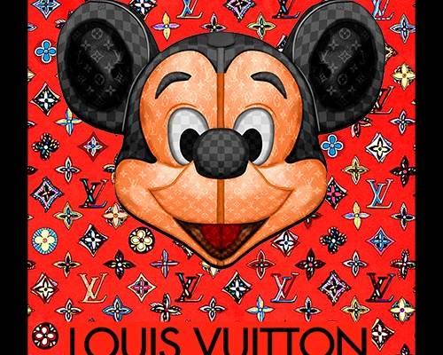 卡通动漫米奇图案潮牌LV字母印花矢量图服装裁片T恤烫图印花花型素材