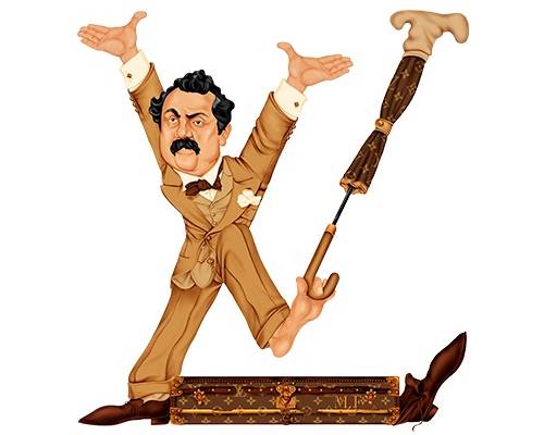 人物潮牌字母LV印花矢量图服装裁片T恤烫图印花花型素材