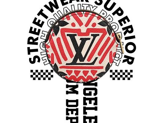 字母拼接印花矢量图服装潮牌LV印花花型素材烫图T恤印花