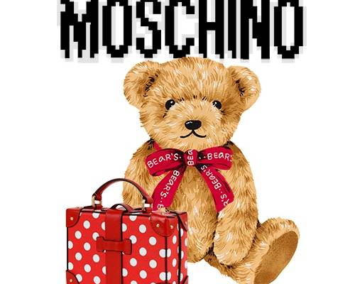 字母潮牌MOSCHINO熊印花矢量图服装裁片T恤烫图印花花型素材