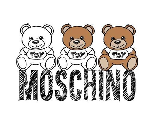 卡通潮牌MOSCHINO熊印花矢量图服装裁片T恤烫图印花花型素材