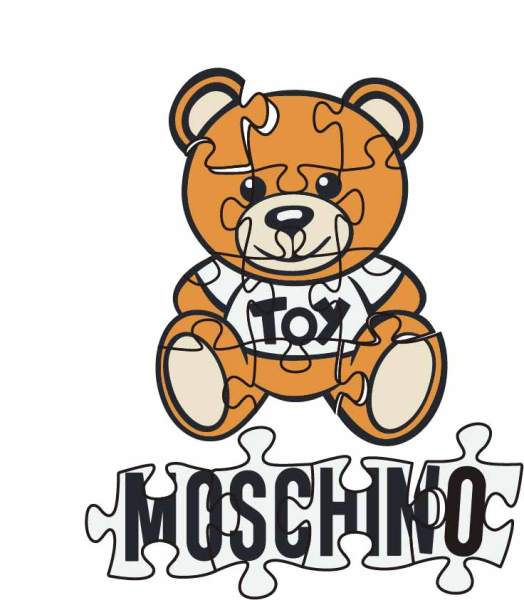 卡通潮牌moschino熊印花矢量图服装裁片t恤烫图印花花型素材