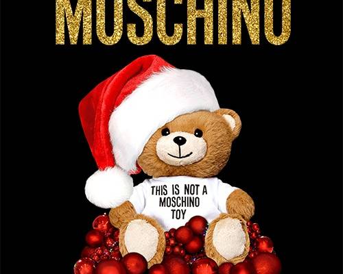 卡通潮牌MOSCHINO熊圣诞风印花矢量图服装裁片T恤烫图印花花型素材