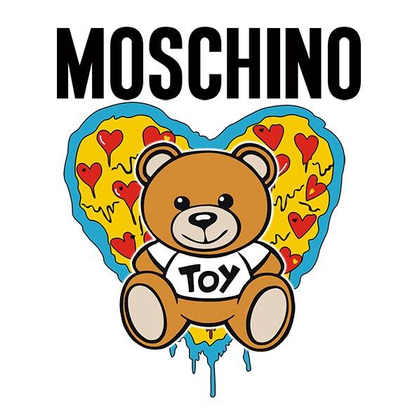 卡通潮牌moschino熊爱心印花矢量图服装裁片t恤烫图印花花型素材