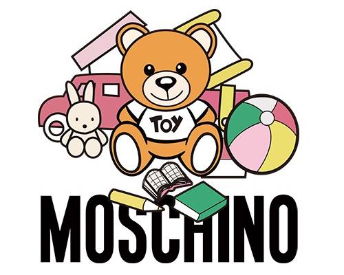 潮牌卡通MOSCHINO熊印花矢量图服装裁片T恤烫图印花花型素材