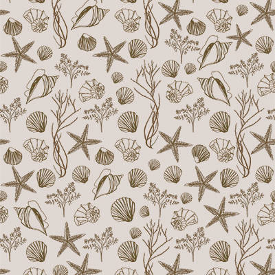 海洋风贝壳海星印花矢量图服装纺织面料数码印花花型素材