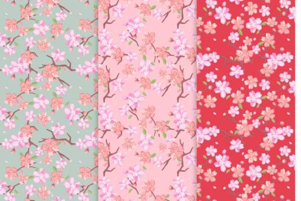 日式风植物梅花印花矢量图服装纺织面料数码印花花型素材