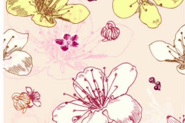 植物桃花拼接印花矢量图服装纺织面料数码印花花型素材