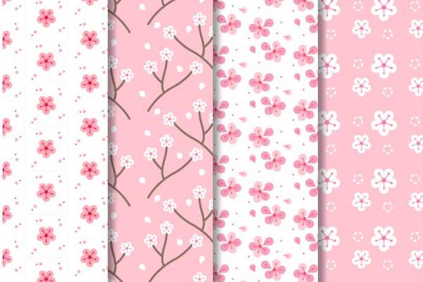 日式风植物梅花印花矢量图服装纺织面料数码印花花型素材