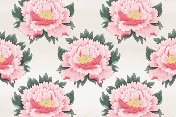 植物牡丹花拼接印花矢量图服装纺织数码印花素材